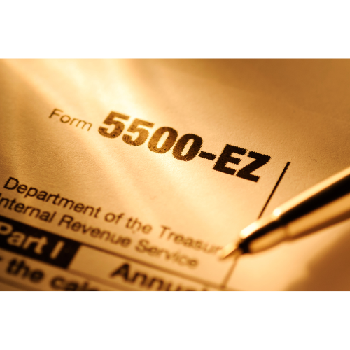 5500-EZ form with pen