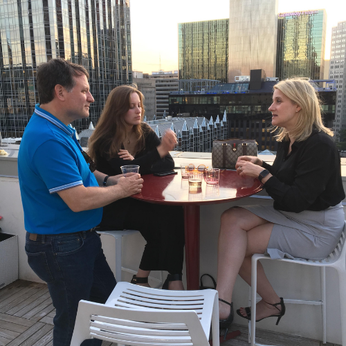 Claire and Laurie at a networking event