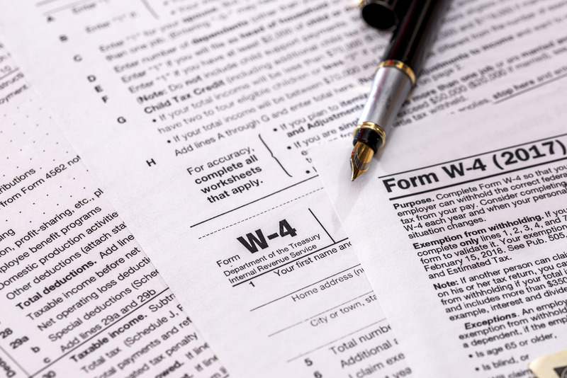 IRS Forms W-2, W-4, W-9, 1099